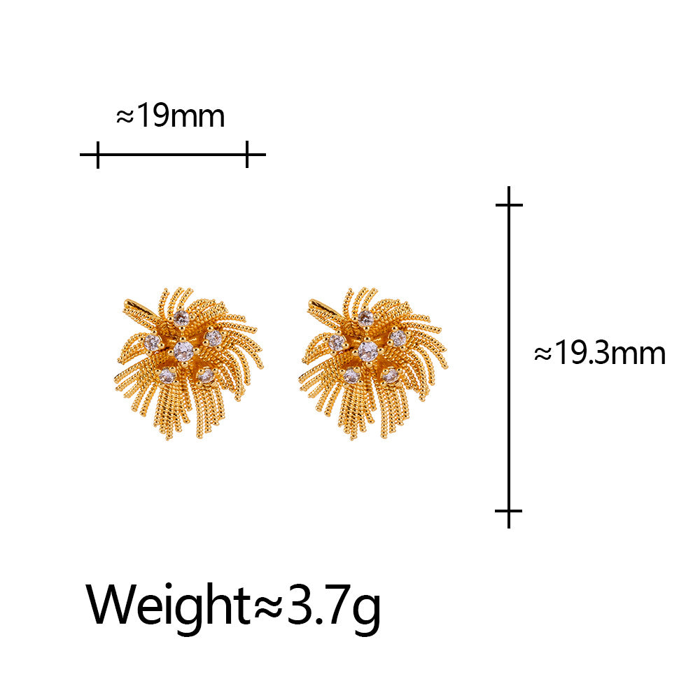 Simple Light Luxury High-grade Micro Inlaid Zircon Fireworks Ear Elegant Earrings