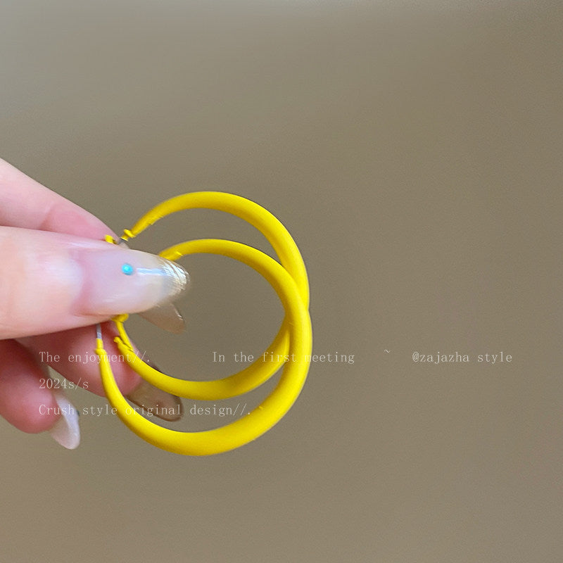 Women's Dopamine Color Ear High-grade Yellow Seaside Vacation Style Earrings