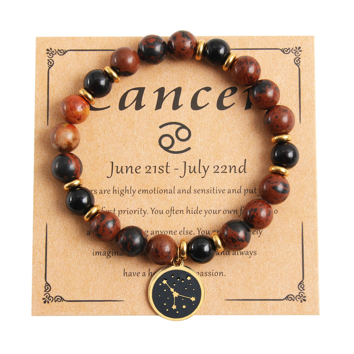 Beaded With Card Round Stainless Steel Gold Plated Drop Oil Bracelets
