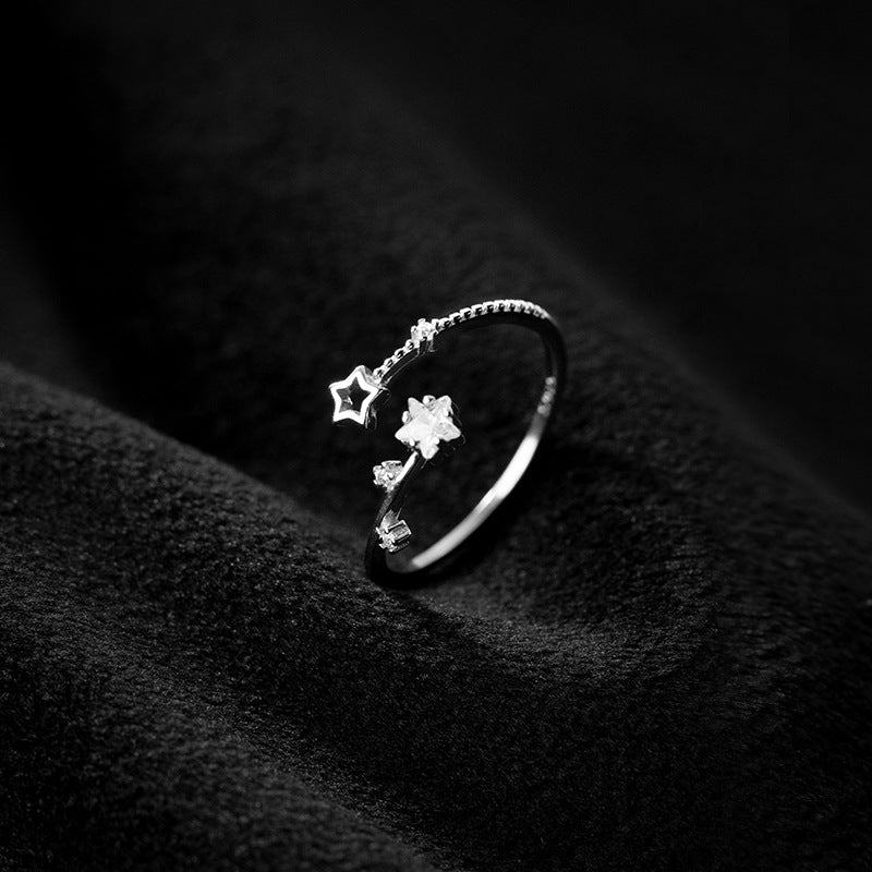 Women's Diamond Pentagram Style Minimalist Star Open Rings