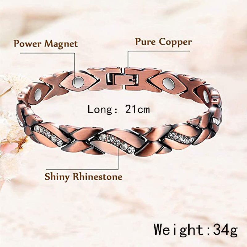 Red Copper Diamond Strong Magnetic Leaf Bracelets