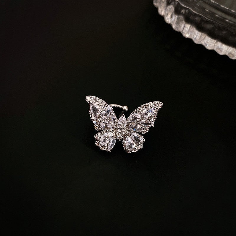 Zircon Butterfly Water Drop Ear Female Rings