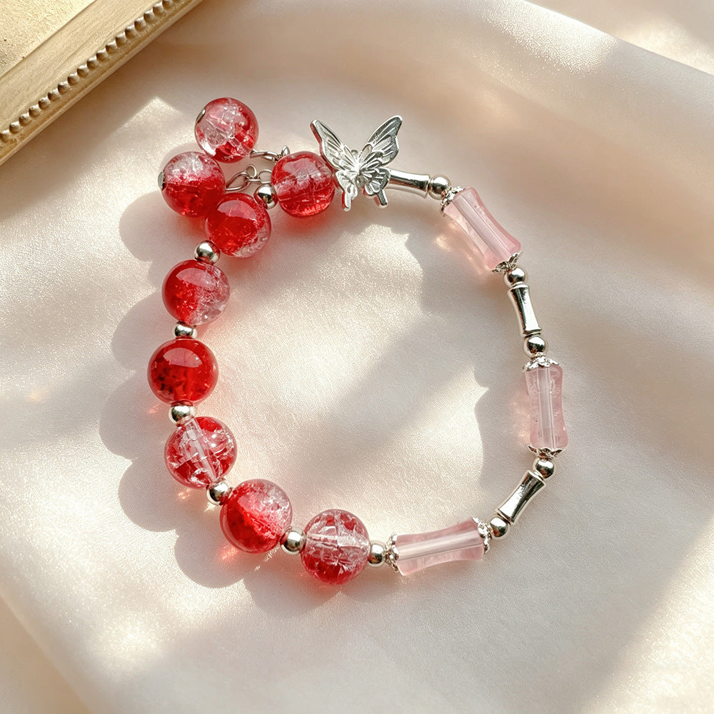 Transparent Bamboo Glazed Female Butterfly Floral High-grade Live Broadcast Scenic Bracelet
