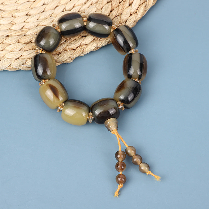 Barrel Bead Antelope Peace Buckle Rosary Resin Craft Bracelet