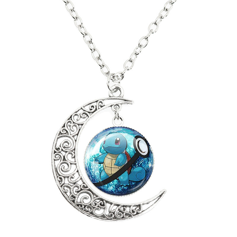 Anime Alloy Moon Time Gem Cabochon Necklaces