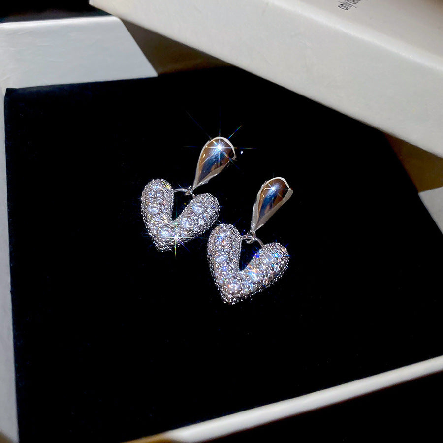 Korean Style White Zircon High-grade Simple Personalized Design Sense Earrings