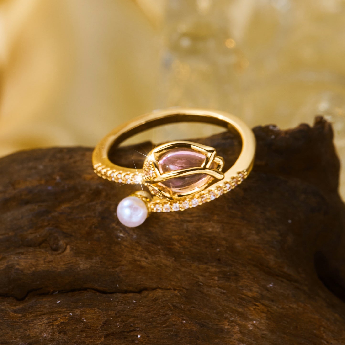 Creative Design Tulip Minority Fashion Female Exquisite Versatile Pearl Ring