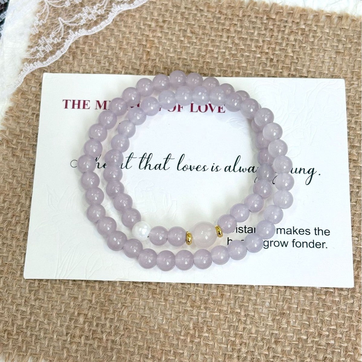 White Ash-gray Moonlight Double Circle Twin Refined Simple Fashionable Bracelet