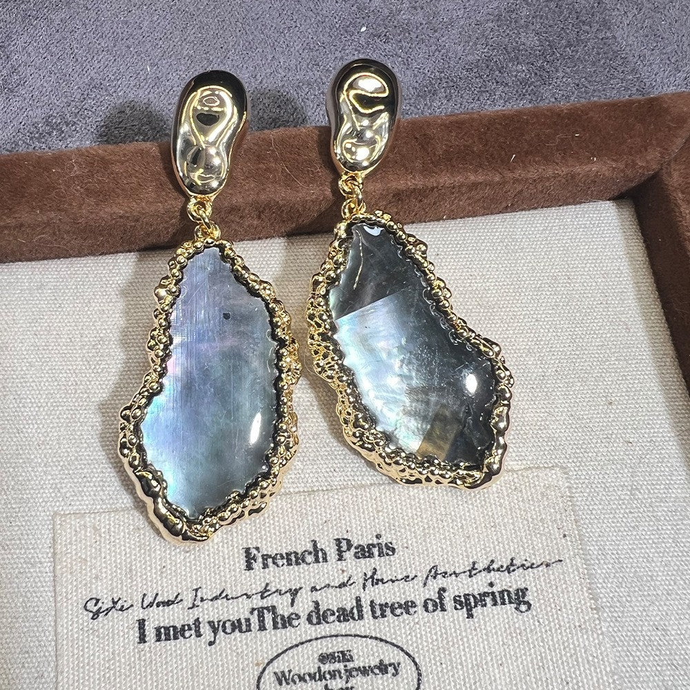 Women's Abalone Shell Series Gold Plated Environmental Protection Fashion French High-grade Earrings