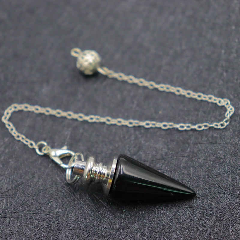 Column Pendulum Chain Natural Crystal Hexagonal Cone Pendants