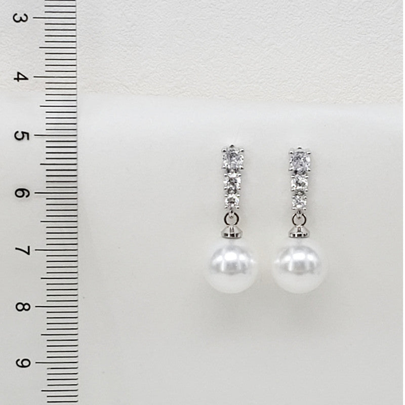 Rhinestone Pearl Long Shell Beads Simple Fashion Personality Stud Earrings