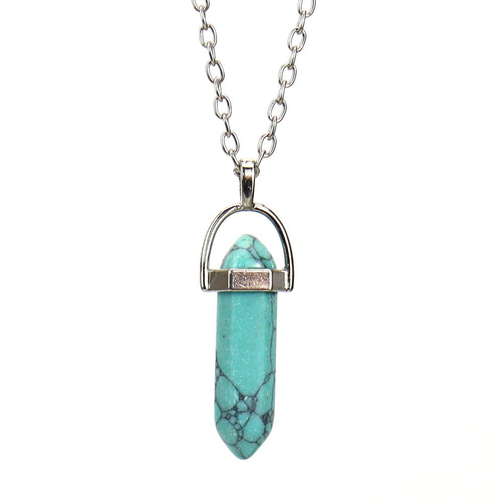 Agate Synthetic Crystal Hexagon Prism Soul Pendants