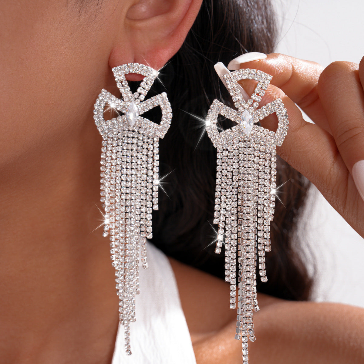 Women's Sier Diamond Tassel Light Luxury High-grade Simple Rings