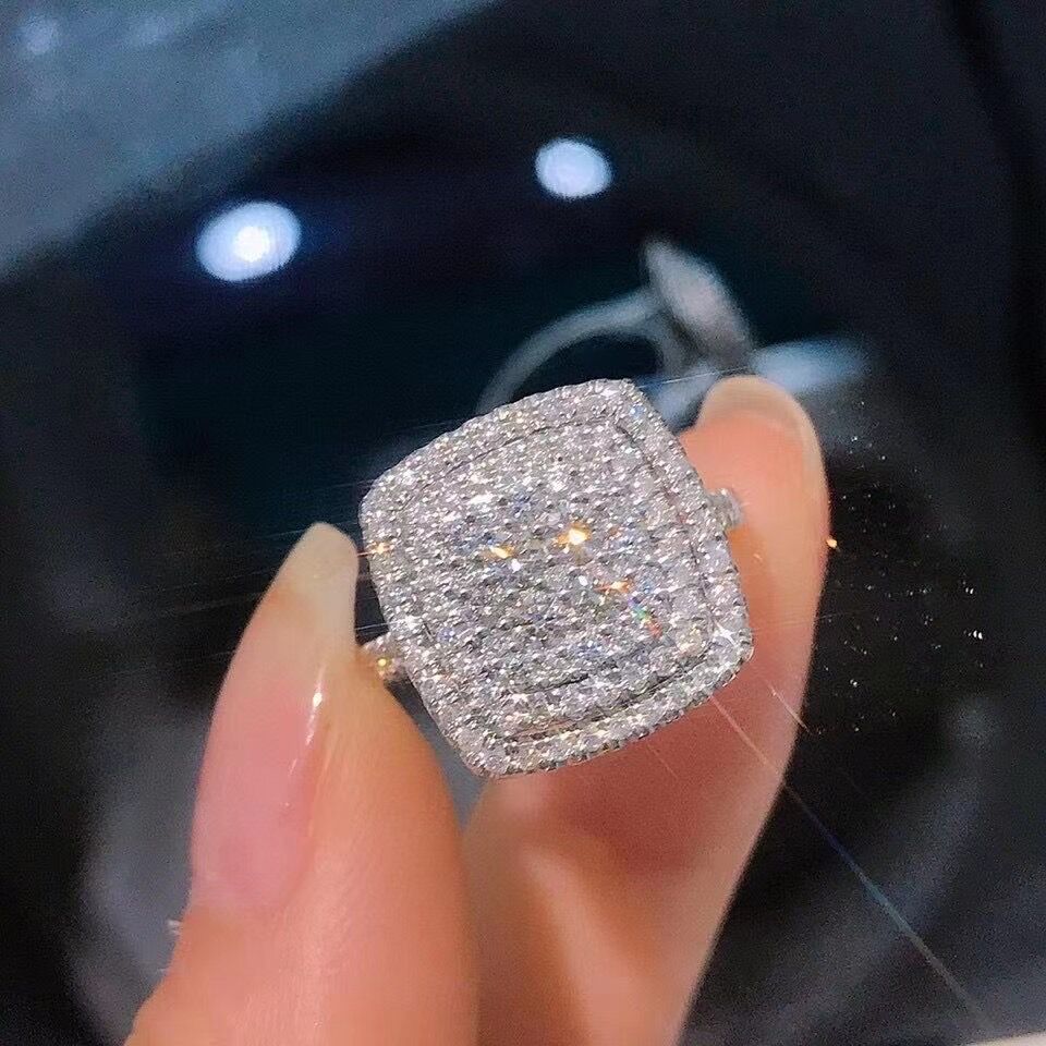 Rhinestone Square Princess Fashion Female Engagement Rings
