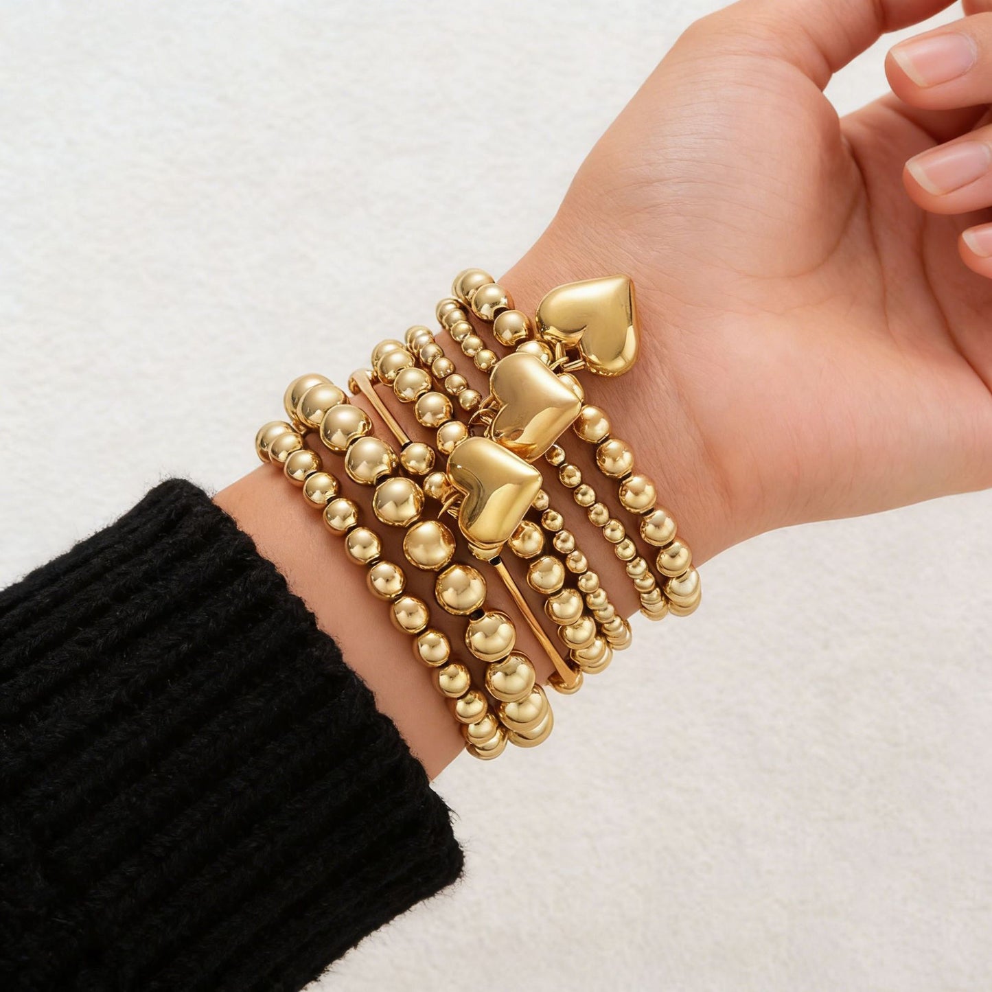 Women's Twin French Beaded Love Simple Imitation Bracelet