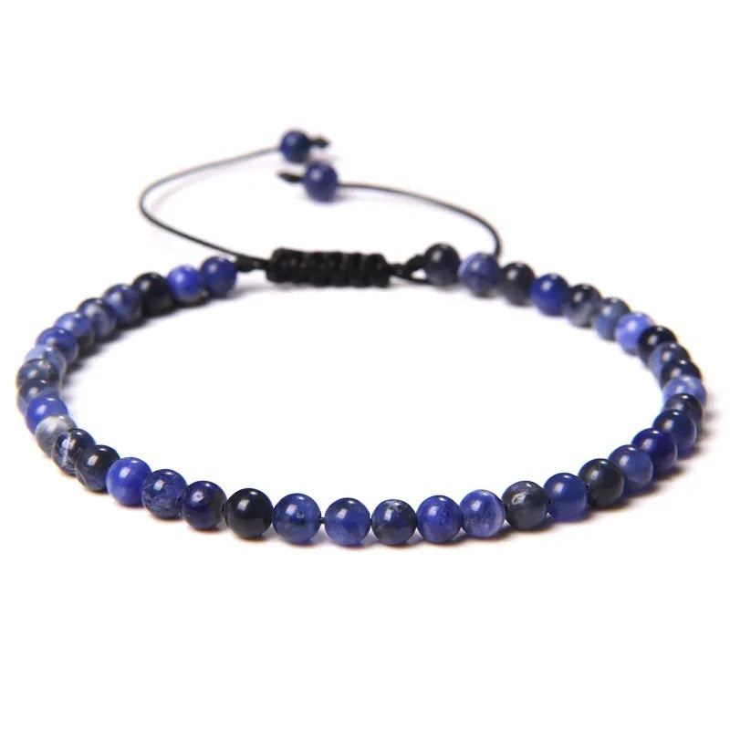 Agate Stone Braided Adjustable Gemstone Beads Bracelet