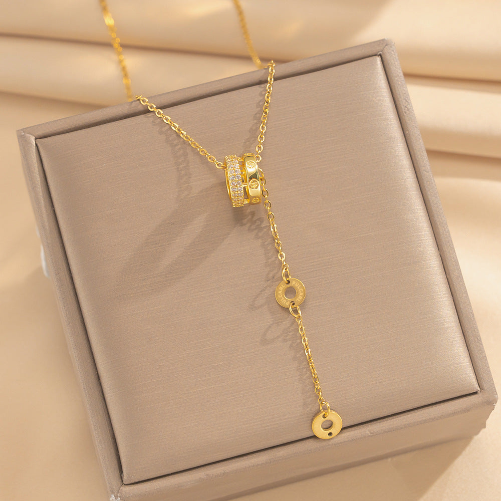 Women's Small Waist Right Rain Titanium Steel High-grade Inlaid Affordable Luxury Necklace