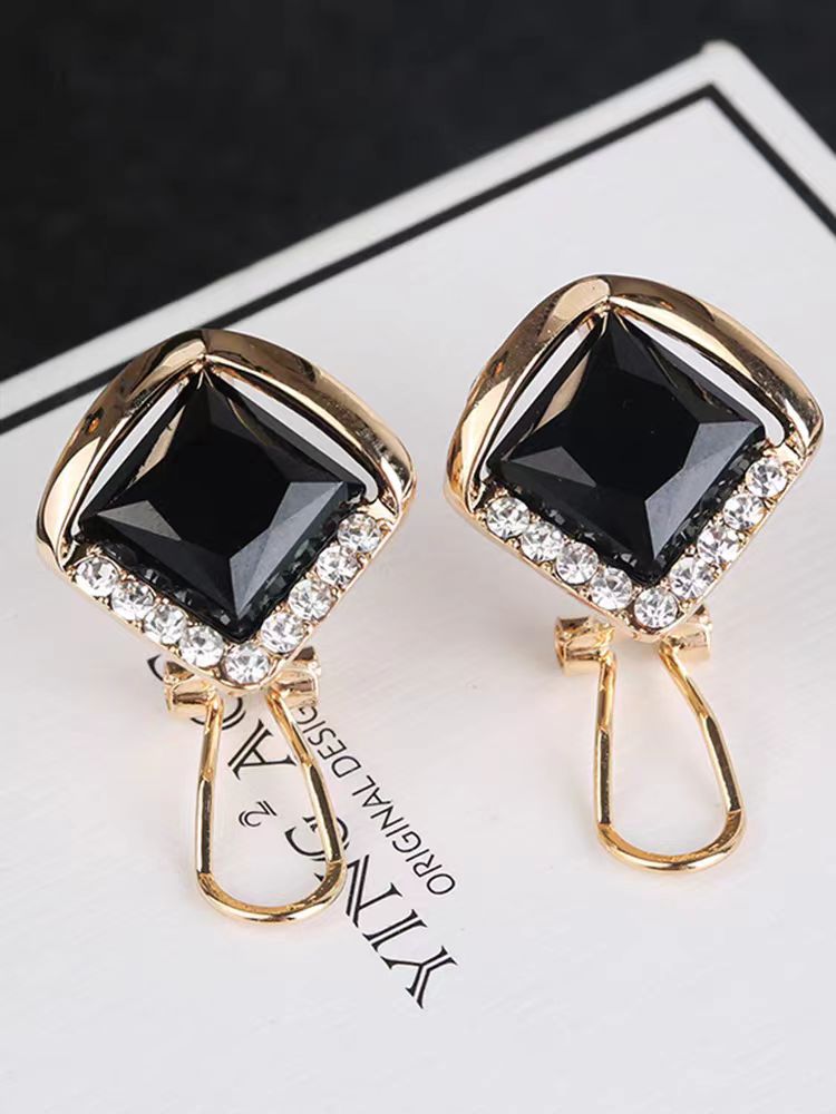 Diamond Purple Crystal Sier Needle Exquisite Versatile Ear Buckle