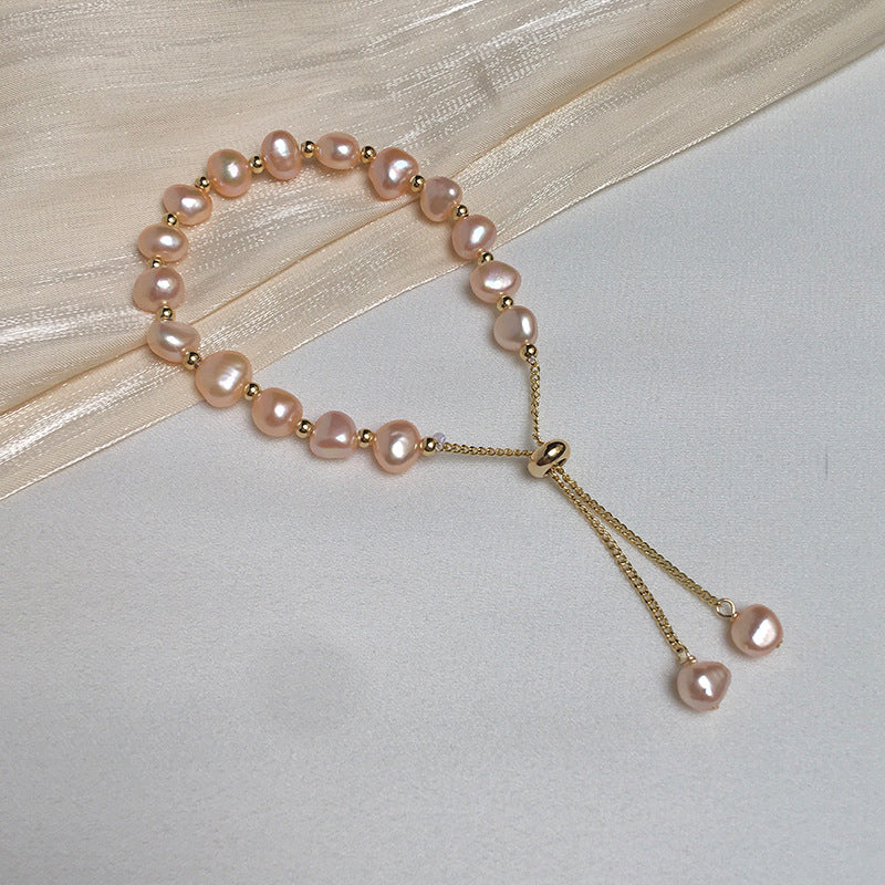 Natural Freshwater Baroque Shaped Pearl Pull Bracelets