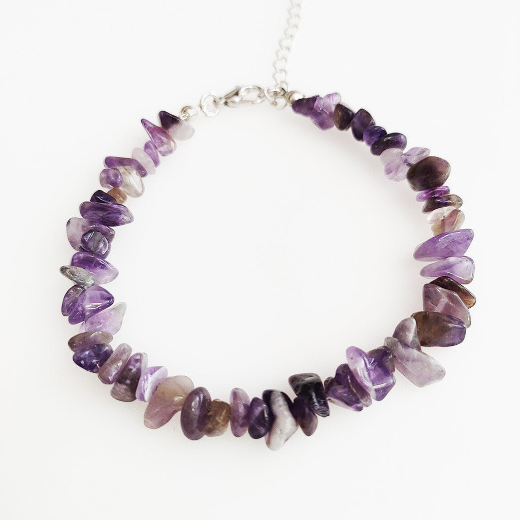 Agate Gravel Irregular Stone Pink Amethyst Bracelets