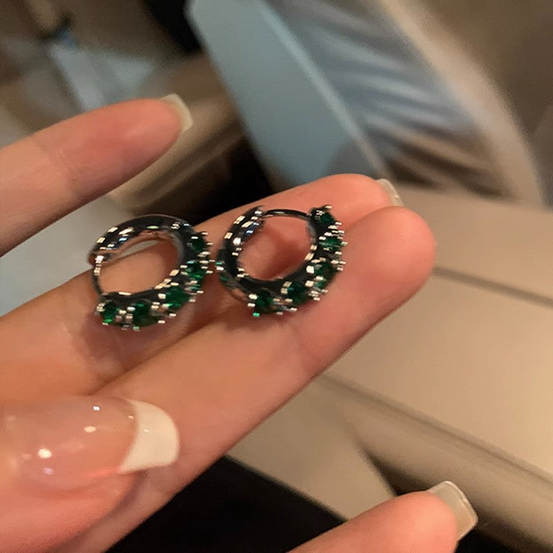 Women's Emerald Refined Zircon Super Popular Hoop Trendy High-grade Ear Buckle