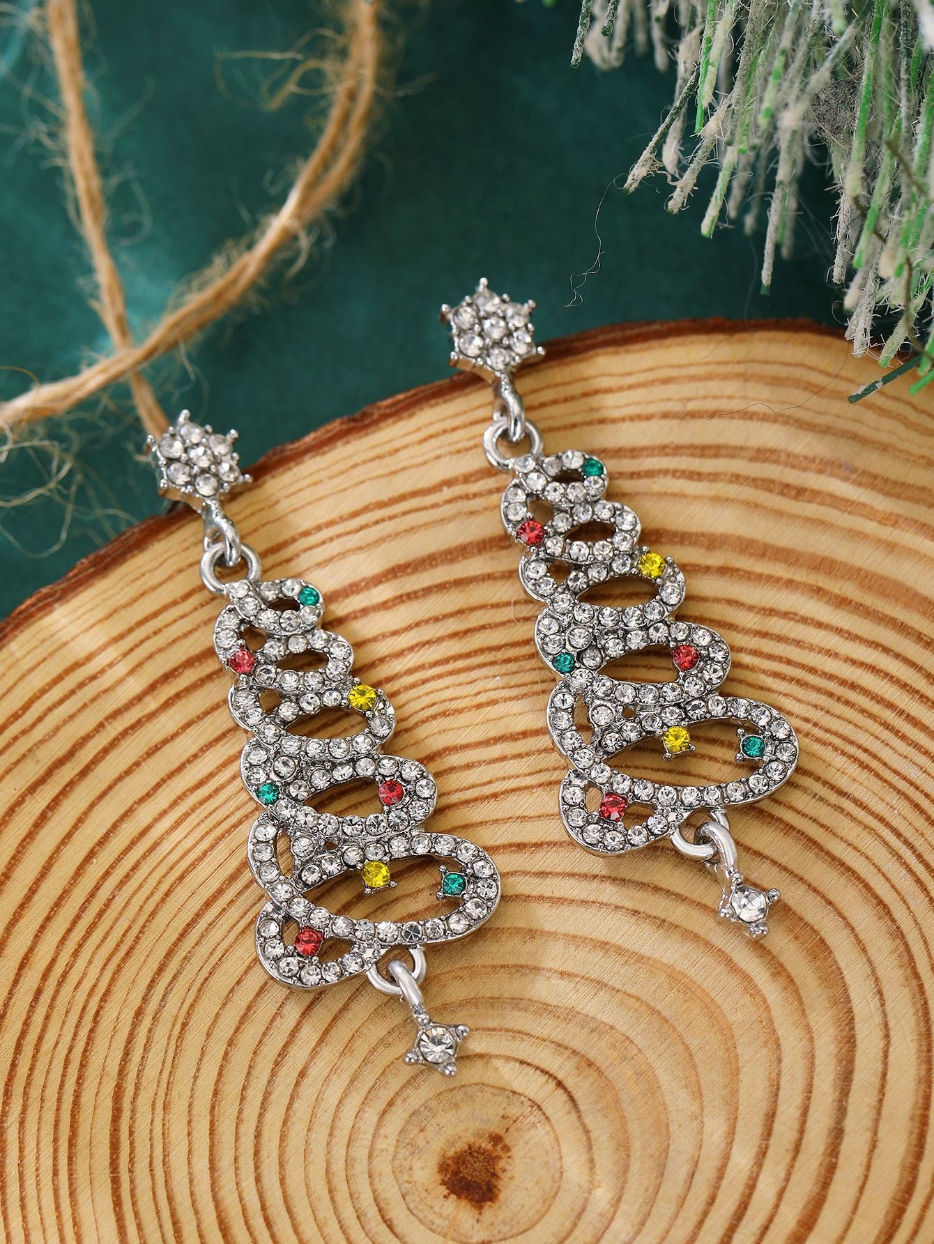 Women's Light Luxury Christmas Star Diamond Stitching Tree Earrings