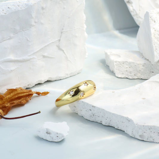 Graceful Pretty Geometric Star Zircon Fashion Rings