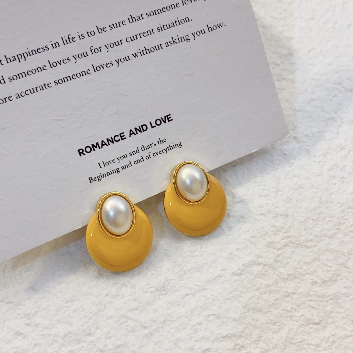 Plated Real Gold Ginger Flower Enamel Drip Glazed Female Sweet Earrings