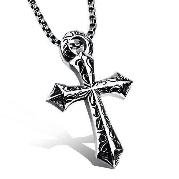 Men's Stainless Steel Hip Hop Cool Cross Trendy Clavicle Necklaces