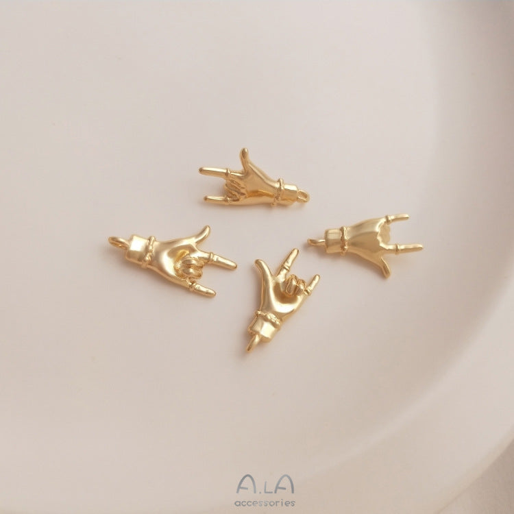 Gilded Love You Than Heart Gesture Pendants