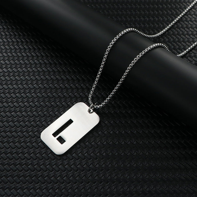 Women's & Men's Hop Sweater Chain Accessories Rectangular Glossy Dog Tag Stainless Pendants