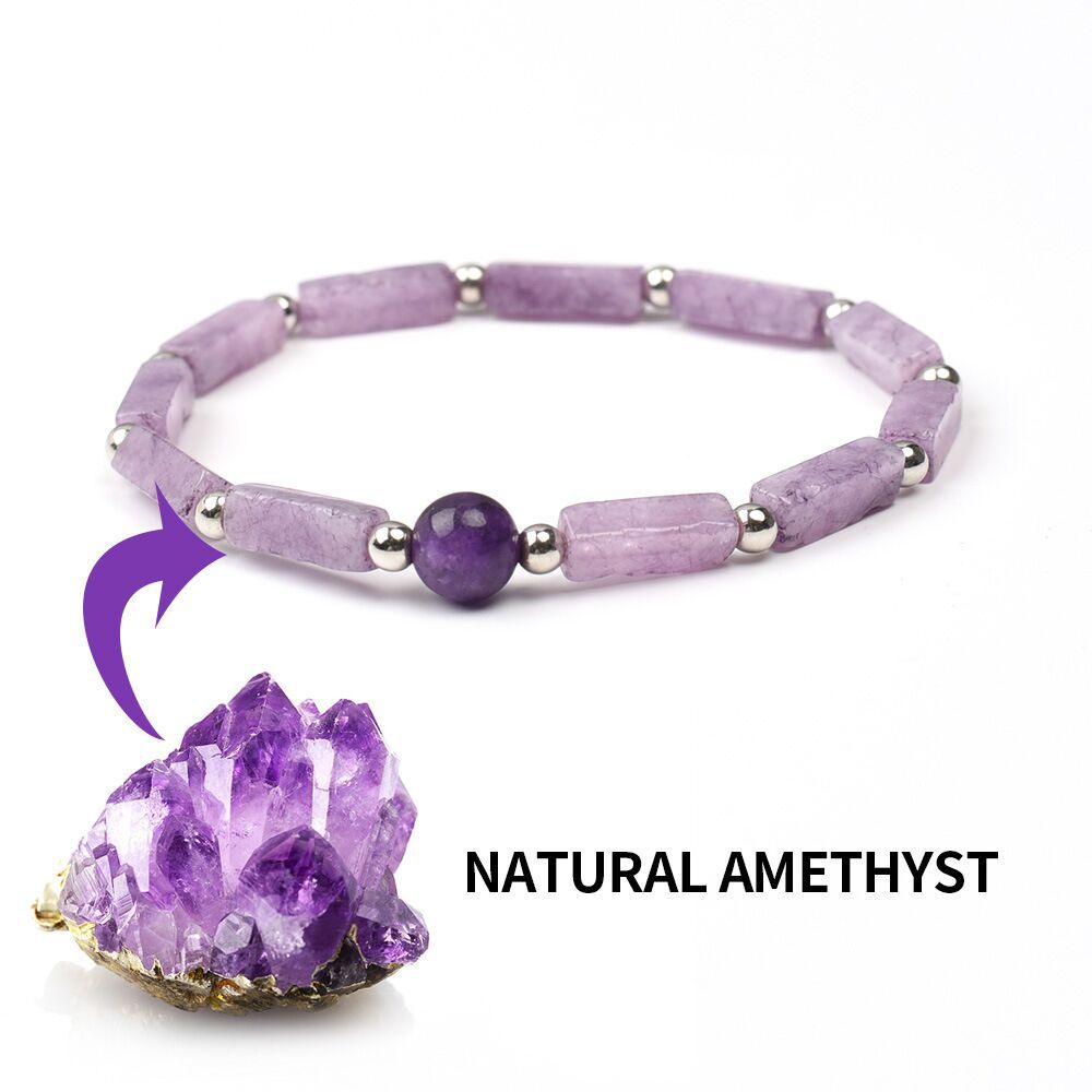 Women's Simple Fashion Charm Natural Amethyst Rectangular Bracelet
