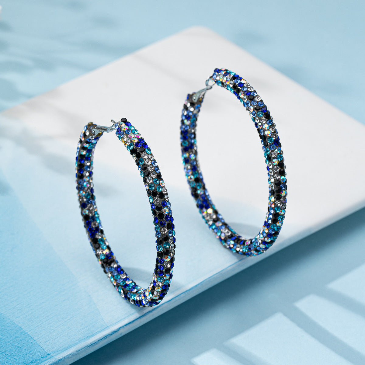 Splendid Diamond Shiny Big Circle Affordable Luxury Fashion Rhinestone Color Earrings