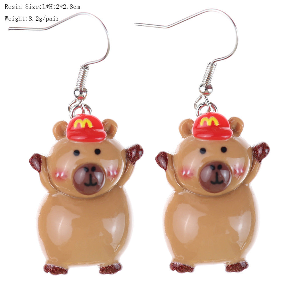 Cartoon Luminous Khaki Barra Capybara Creative Childlike Heart Rings