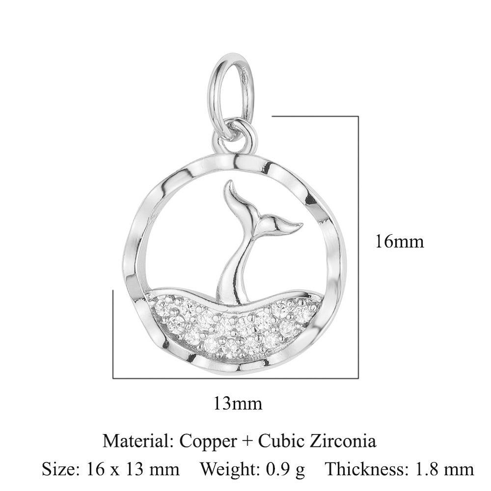 Snake Small Fish Copper Zircon Whale Tail Pendants