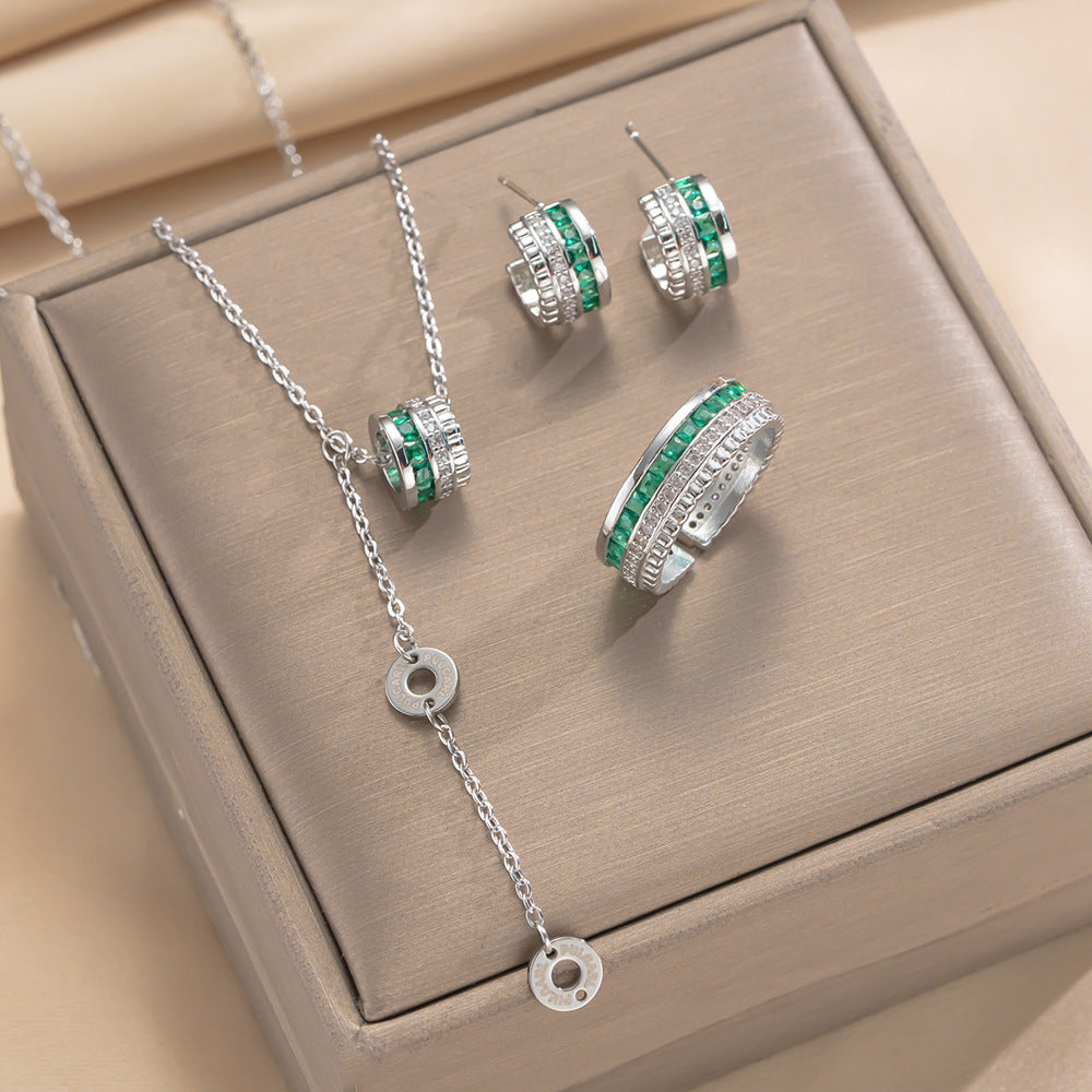 Women's Small Waist Right Rain Titanium Steel Inlaid Affordable Luxury Style Necklace
