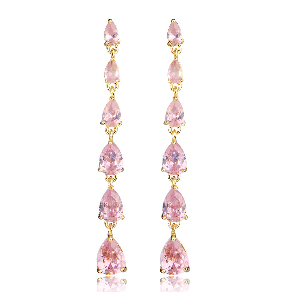 Zircon Water Drop Electroplated Sier Needle Simple Earrings