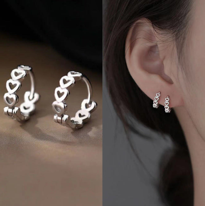 Love Heart Clip Mori Female Frosty Style Special Ear Buckle