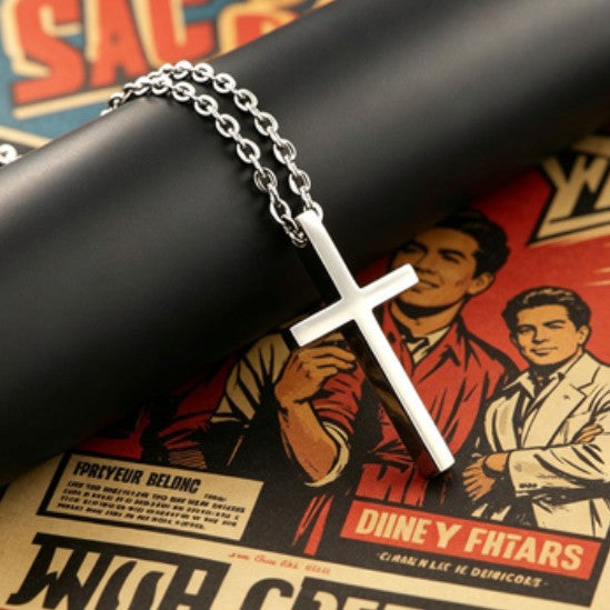 Men's Personalized Titanium Steel Fashion Hip Hop Cross Long Necklace