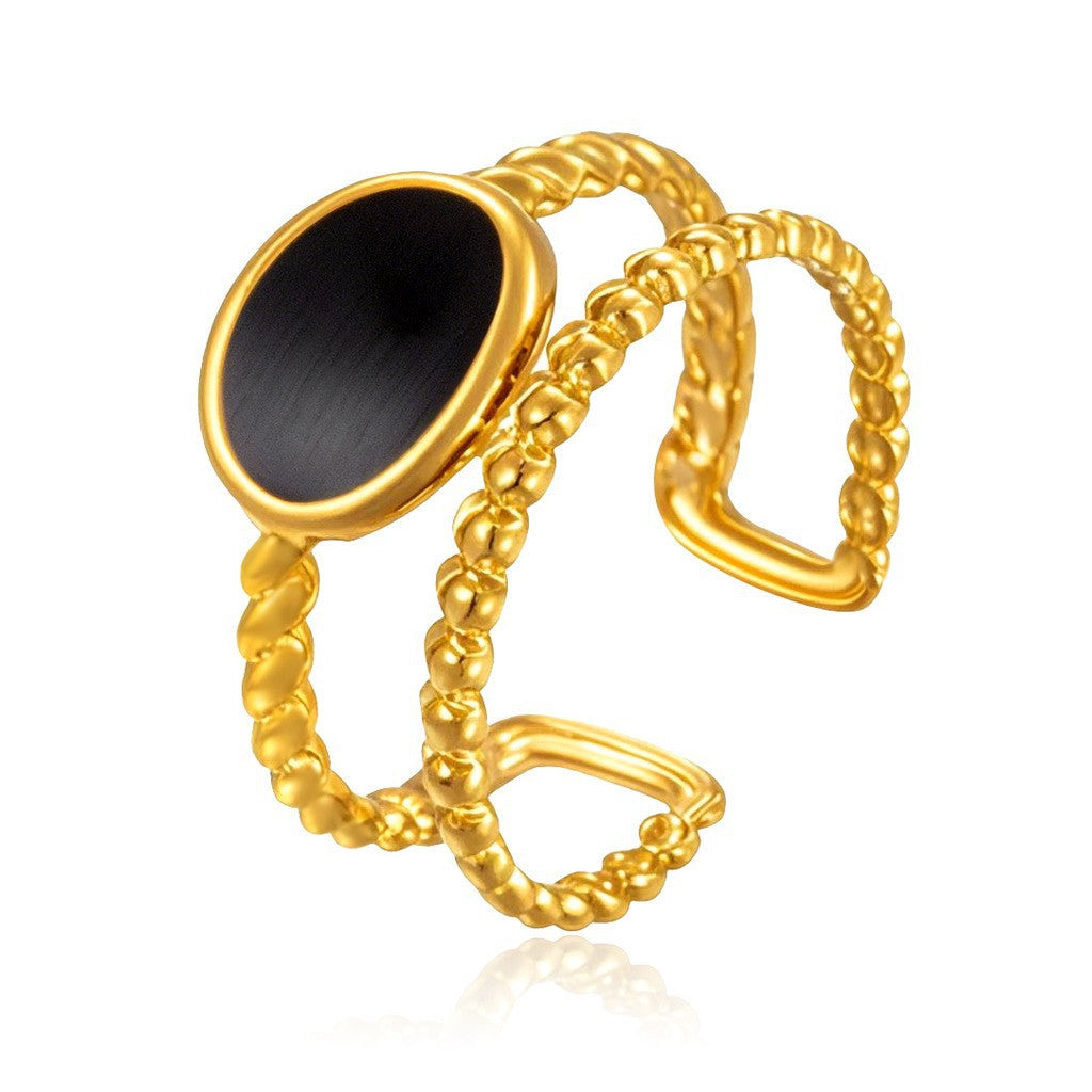 Stainless Steel Irregular Line Love Heart-shaped High-grade Ring