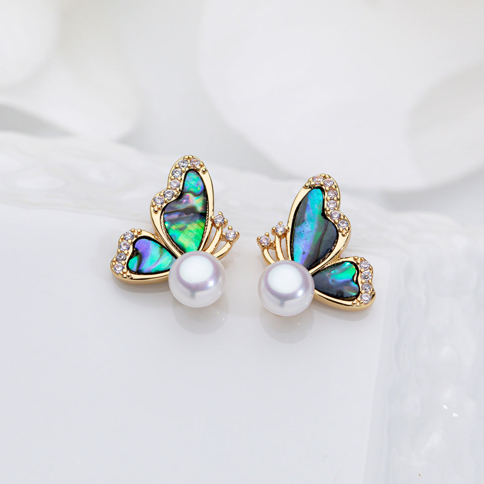 Women's Natural Freshwater Pearl Ear Sier Needle High Earrings