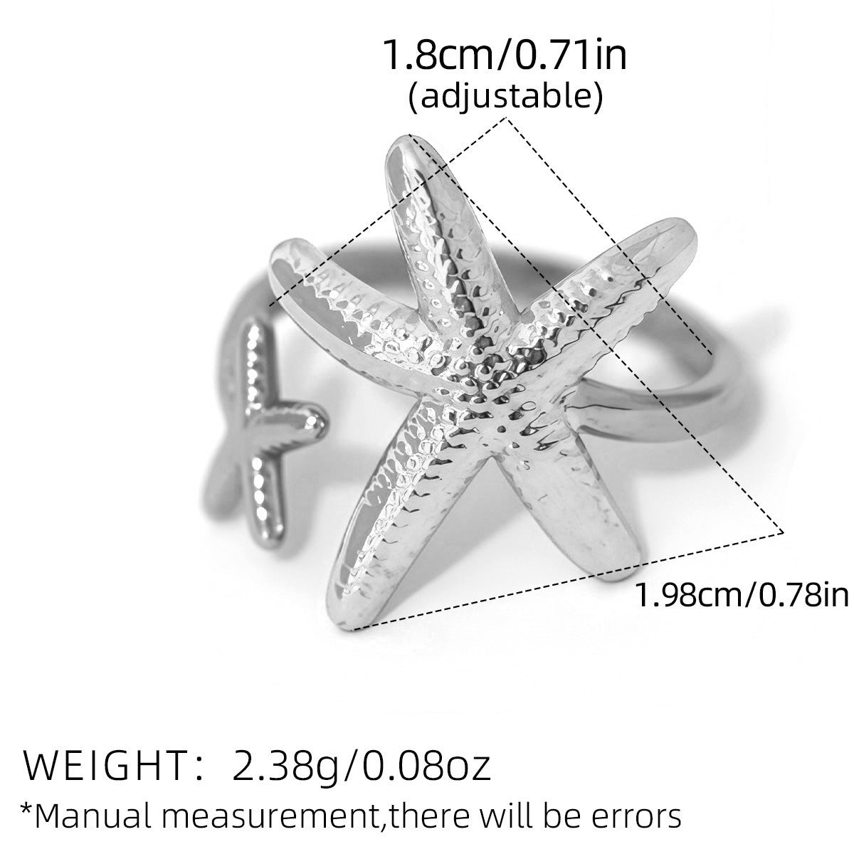 High-grade Light Luxury Packaging Female Design Starfish Shell Ring