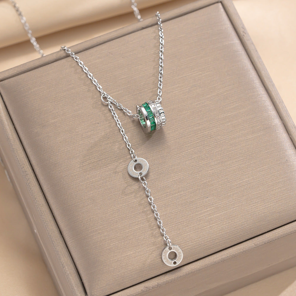 Women's Small Waist Right Rain Titanium Steel Inlaid Affordable Luxury Style Necklace