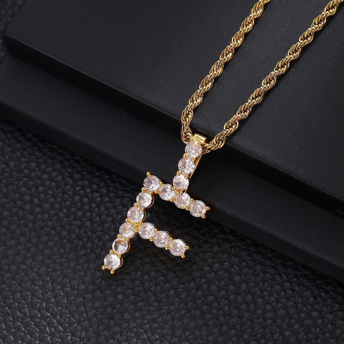 Women's & Men's English Letters Copper Inlaid With Zircon Pendants