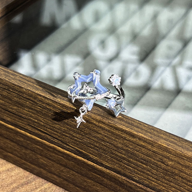 Hot Light Luxury Unique Design Blue Rings