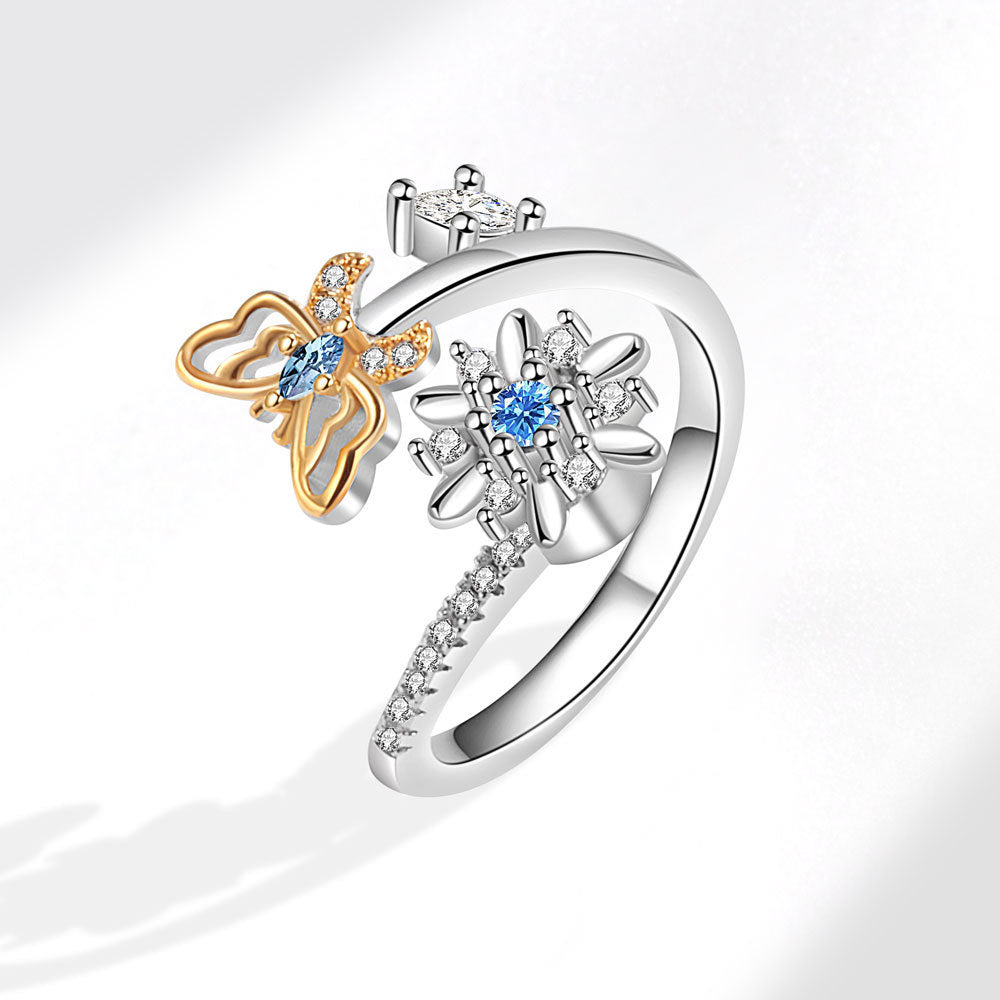 Rotatable Butterfly Female Cold Wind Niche Opening Ring