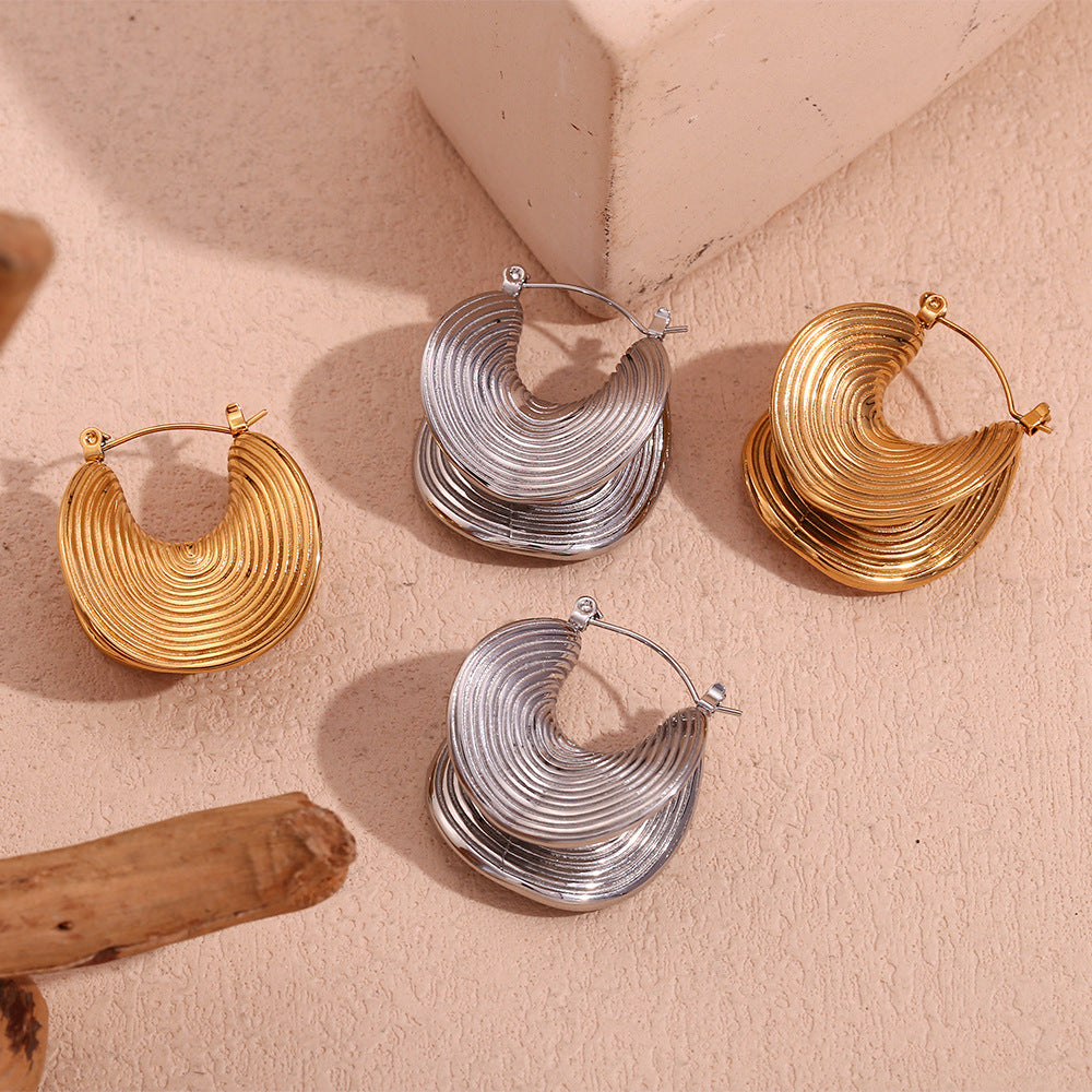 Women's Fashion Personalized Minority Creative Stainless Steel Gold-plated Half Earrings