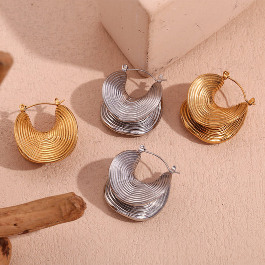 Women's Fashion Personalized Minority Creative Stainless Steel Gold-plated Half Earrings