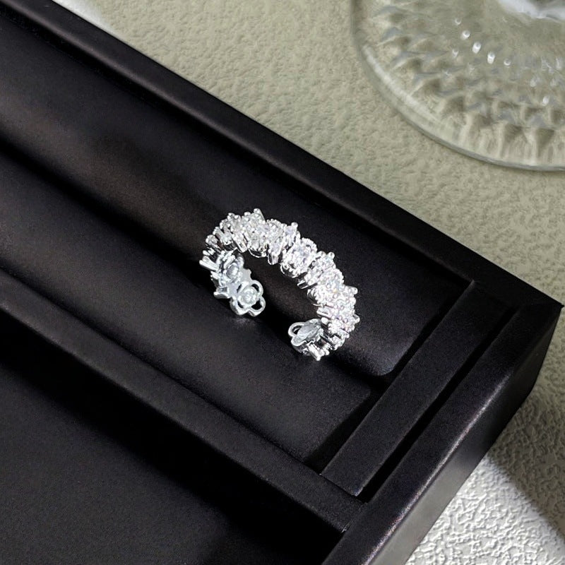 Sweet Style Niche Design Butterfly Flower Female Lace Hollow Out Ring