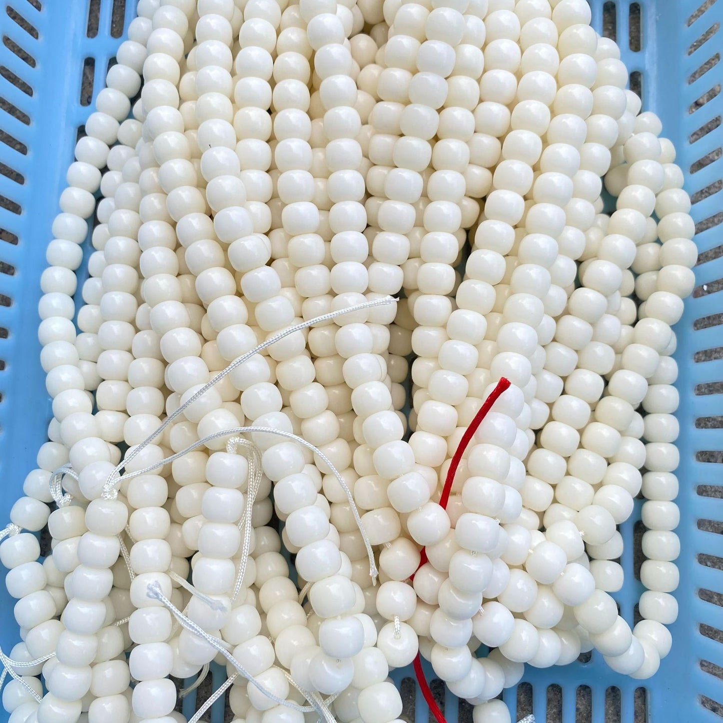Women's & Men's White Jade Bodhi Corypha Old Barrel Beads Seed Buddha Crafts Bracelet